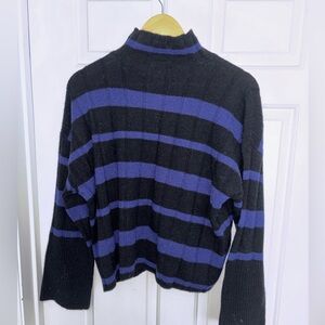 NWT. Retail $178. Size S Madewell black and purple pullover ribbed sweater.